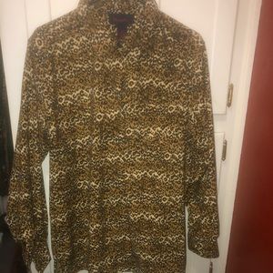 Woman’s large animal print button shirt